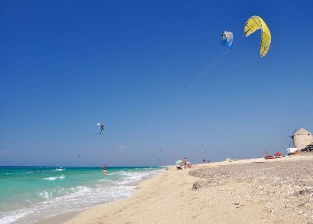 Kite surfing στην παραλία Μύλοι της Λευκάδας